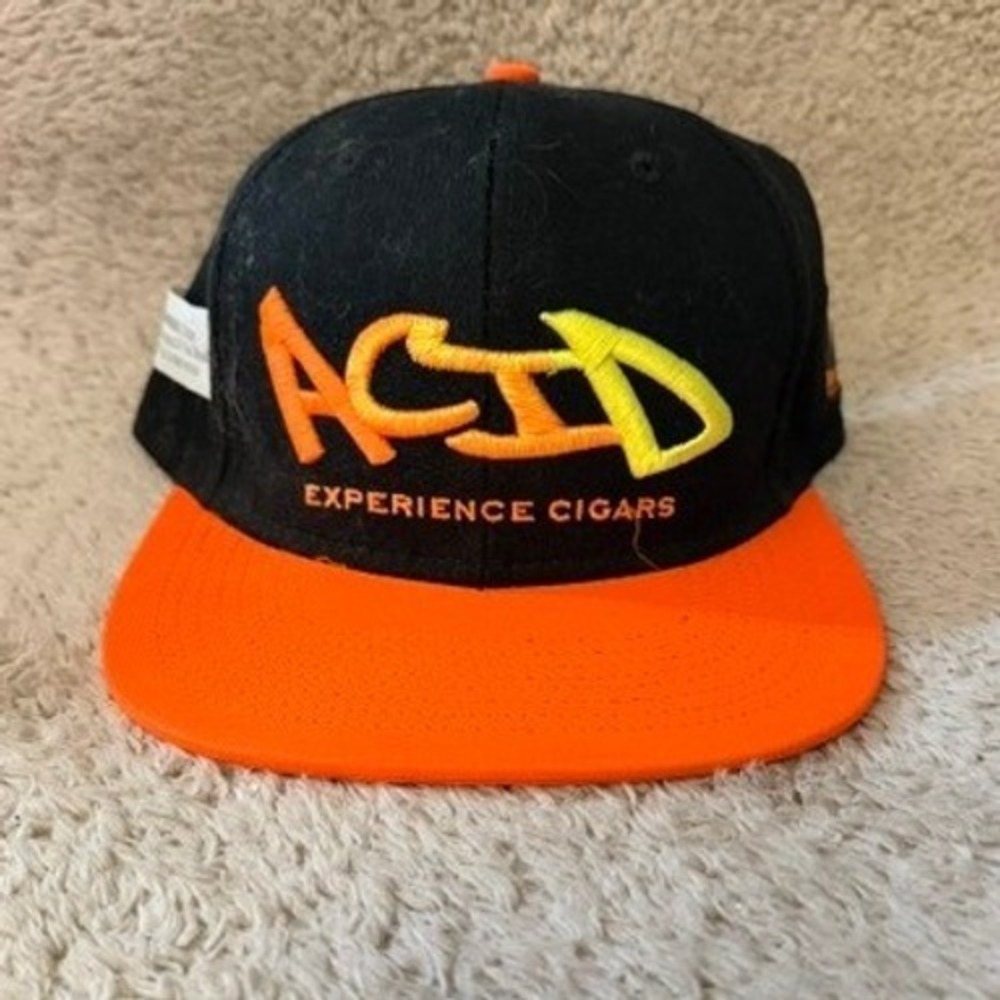 Acid Experience Ball Cap Hat Unisex OSFA Black Orange Snapback New